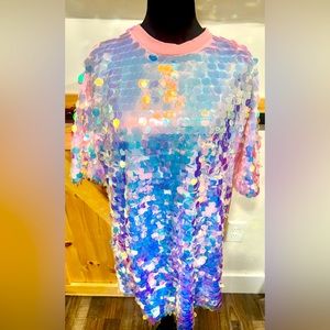 Pink Sequin T-Shirt Dress